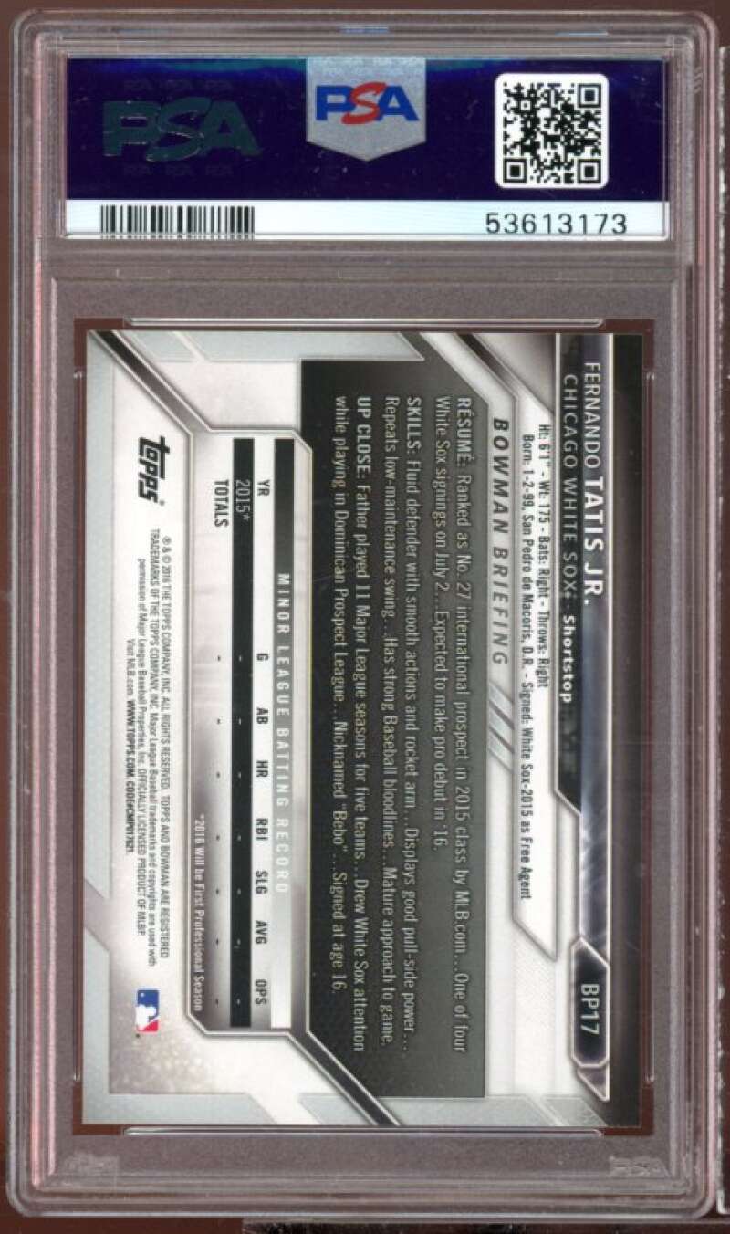 Fernando Tatis Jr. Rookie Card 2016 Bowman Prospects #BP17 PSA 10 Image 2