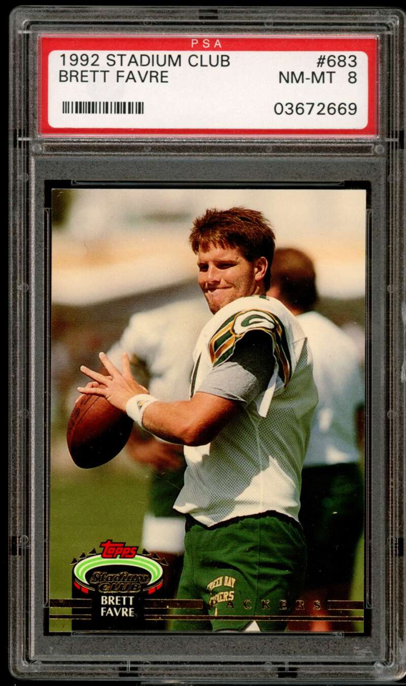 Brett Favre Rookie 1992 Stadium Club #683 PSA 8 Image 1