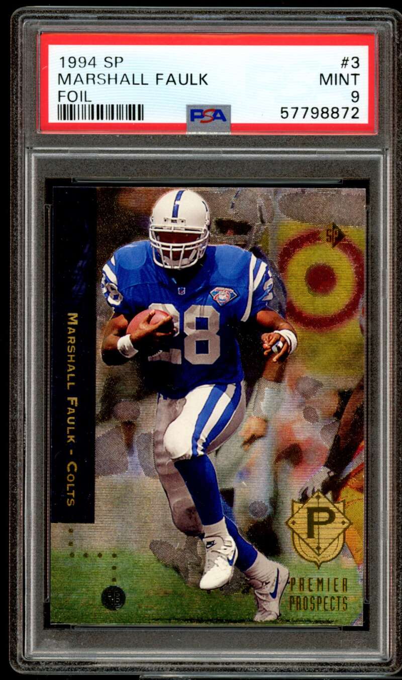 Marshall Faulk Rookie Card 1994 SP #3 PSA 9 Image 1