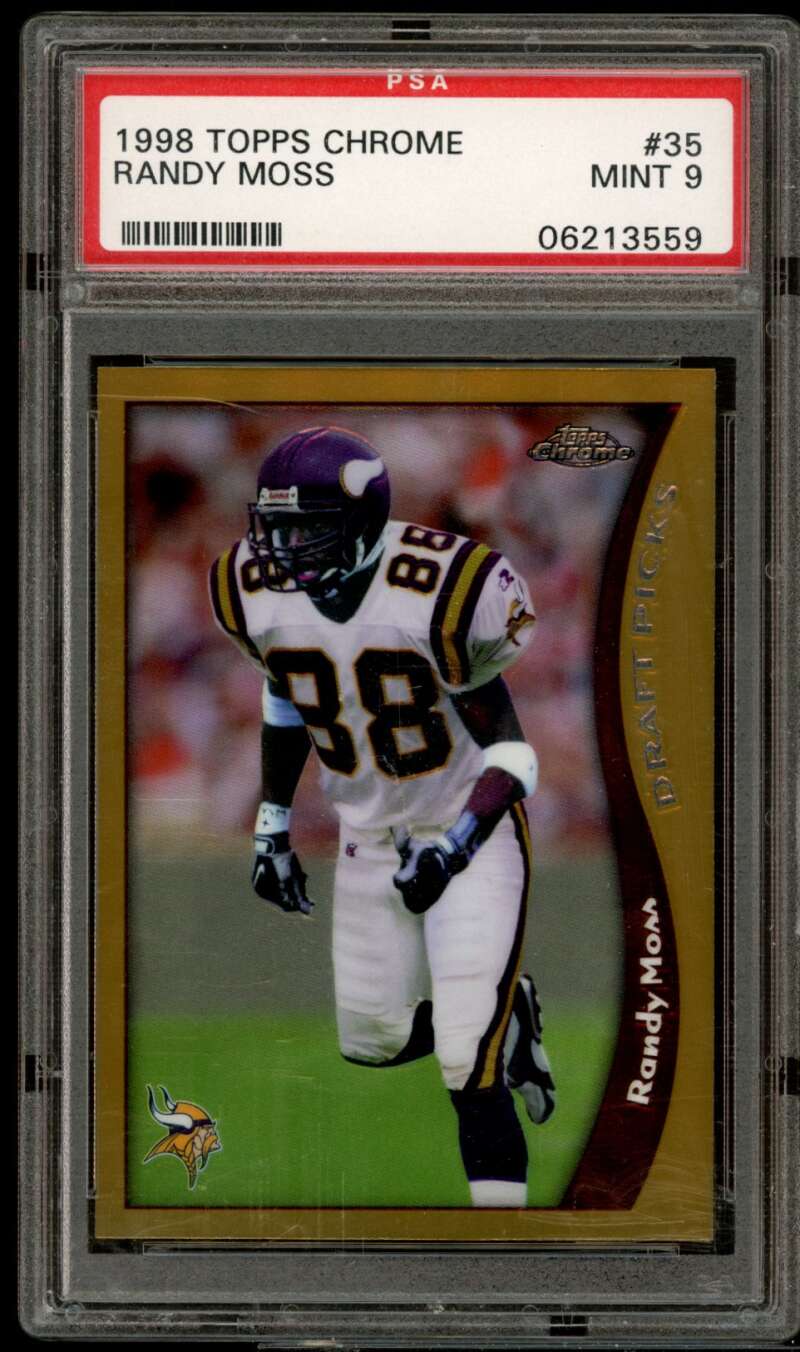 Randy Moss Rookie Card 1998 Topps Chrome #35 PSA 9 Image 1