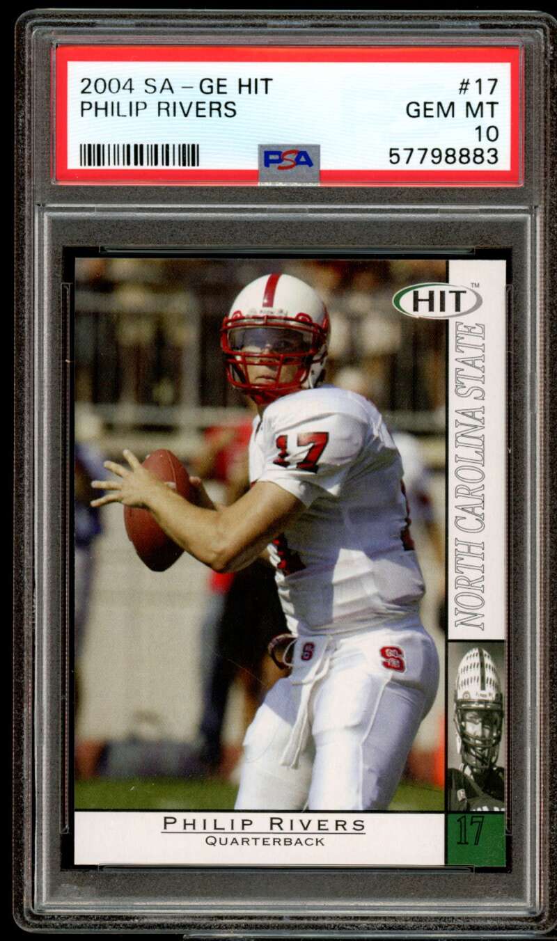 Philip Rivers Rookie Card 2004 SAGE HIT #17 PSA 10 Image 1