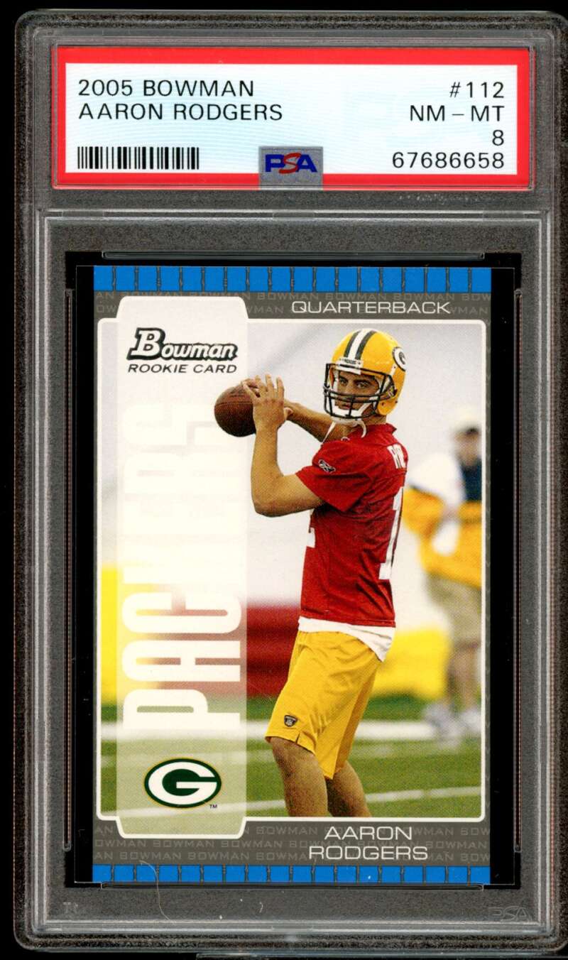 Aaron Rodgers Rookie Card 2005 Bowman #112 PSA 8 Image 1