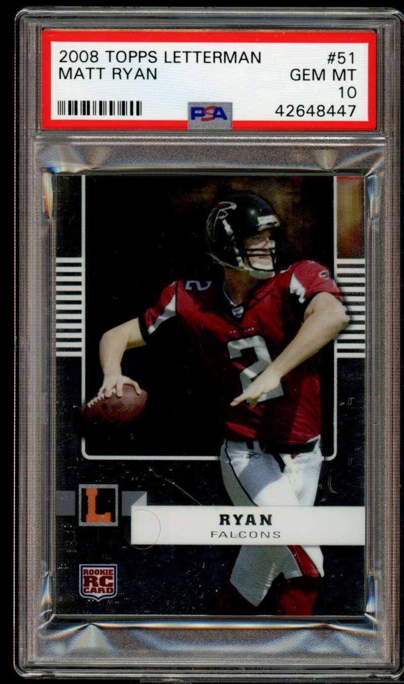 Matt Ryan Rookie Card 2008 Topps Letterman #51 PSA 10 Image 1