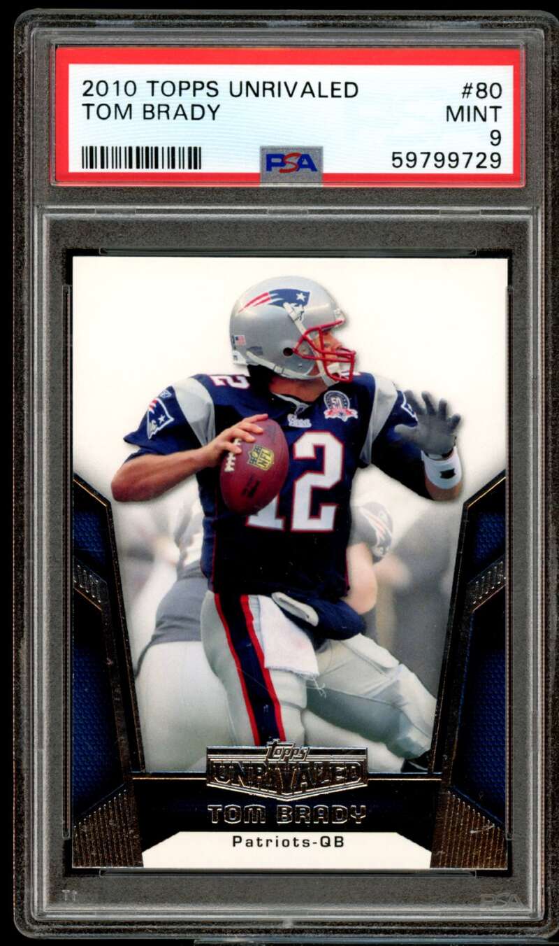 Tom Brady Card 2010 Topps Unrivaled #80 PSA 9 Image 1