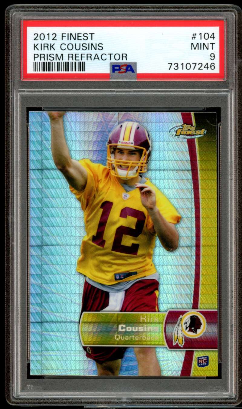 Kirk Cousins Rookie Card 2012 Finest Prism Refractor #104 PSA 9 Image 1