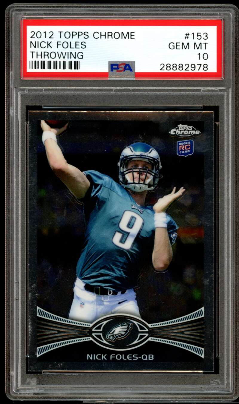 Nick Foles Rookie Card 2012 Topps Chrome #153 PSA 10 Image 1