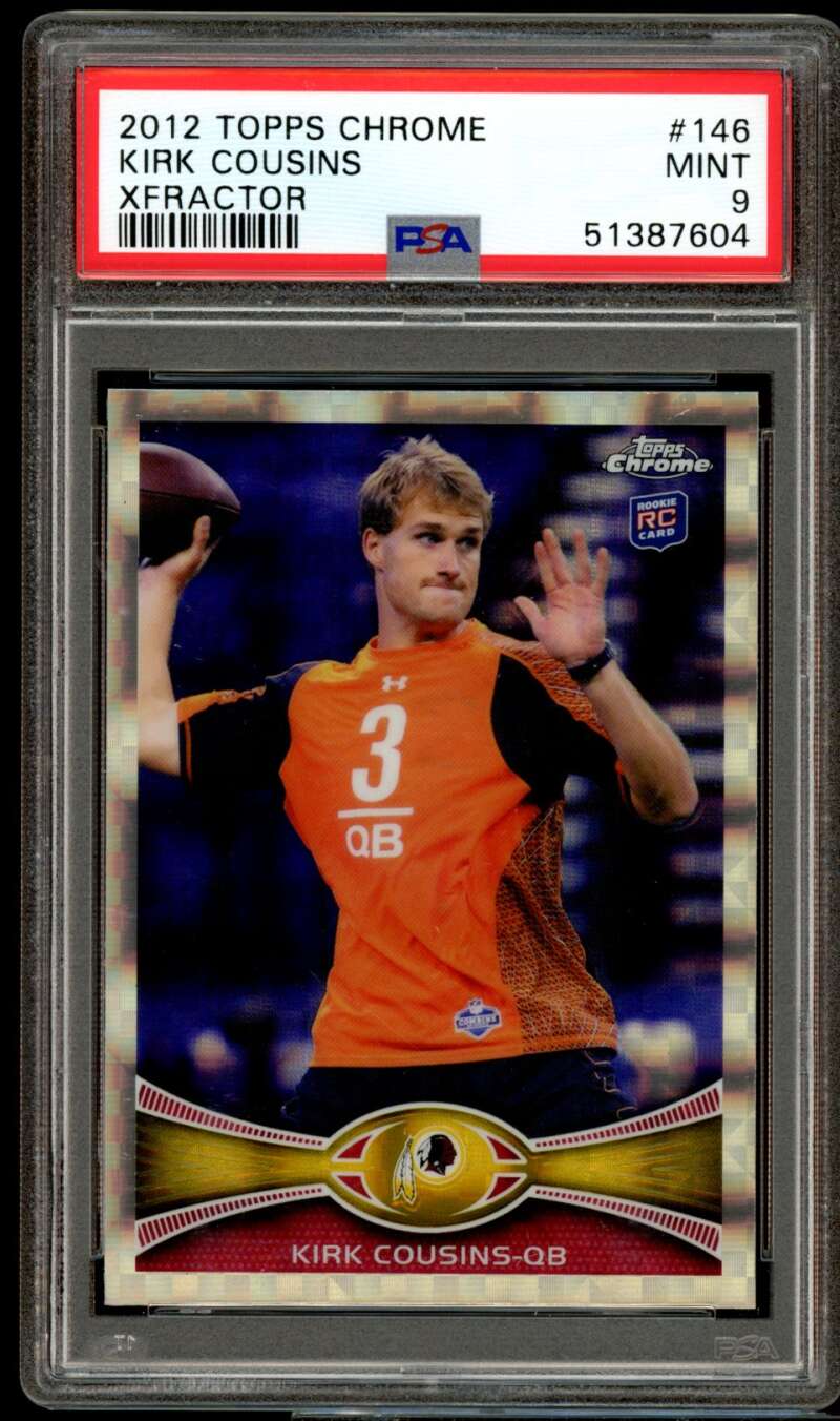 Kirk Cousins Rookie Card 2012 Topps Chrome Xfractor #146 PSA 9 Image 1