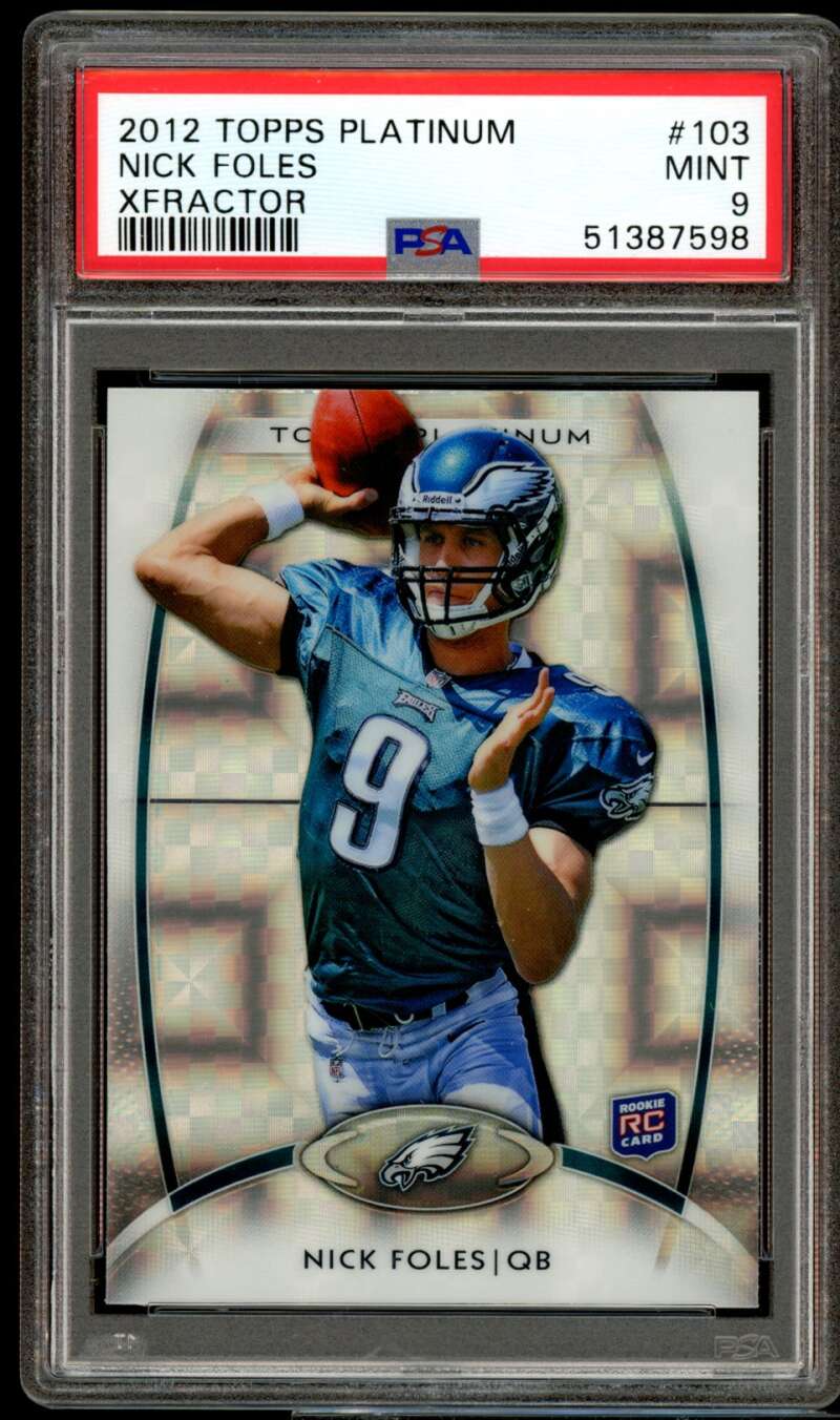 Nick Foles Rookie Card 2012 Topps Platinum Xfractor #103 PSA 9 Image 1