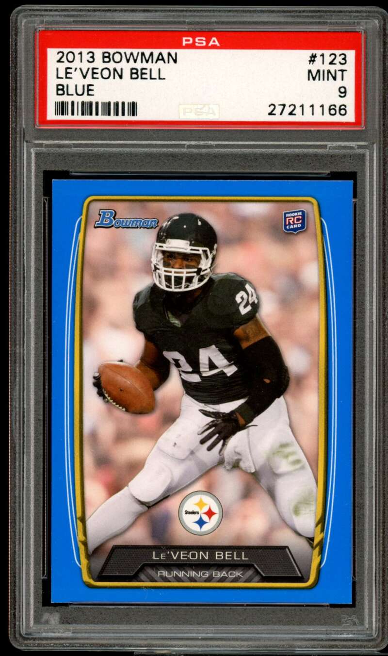 Le'Veon Bell Rookie Card 2013 Bowman Blue #123 PSA 9 Image 1