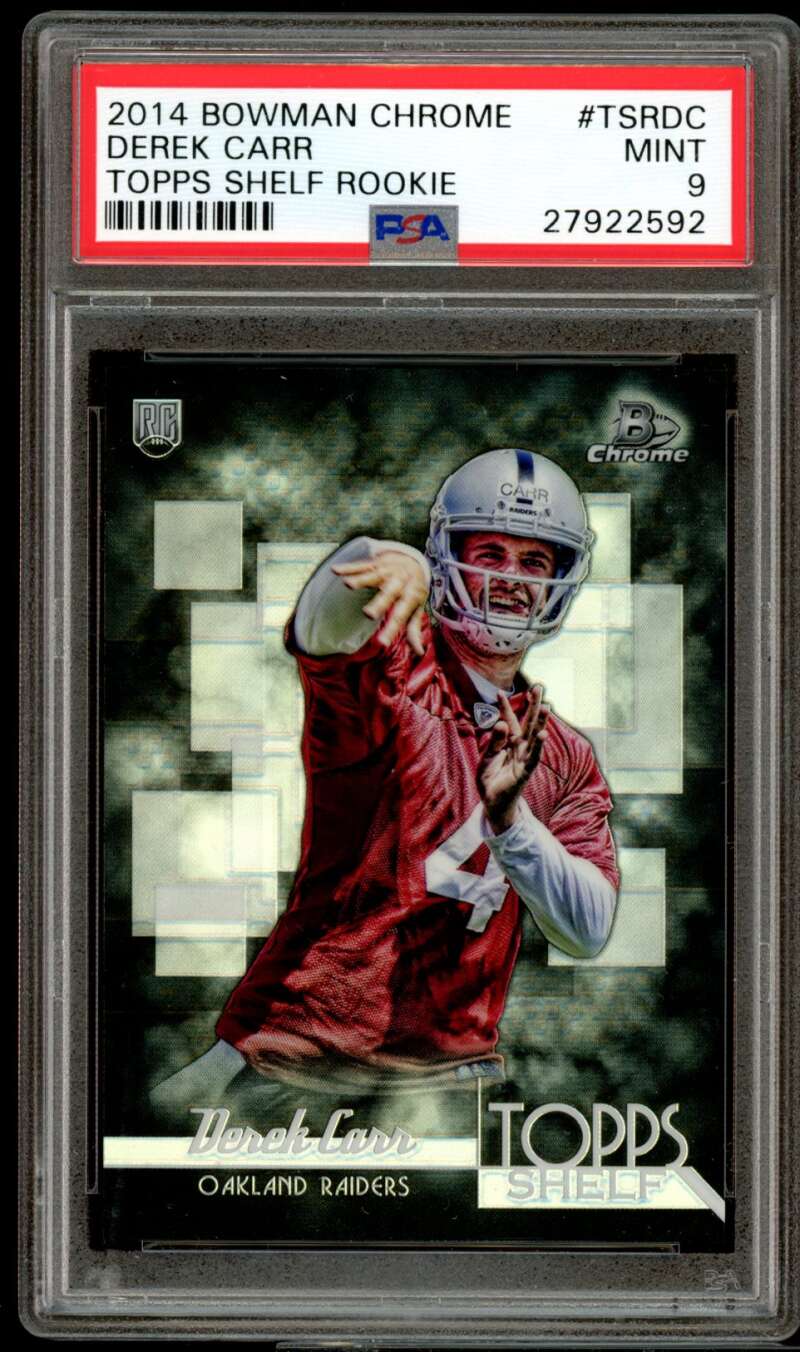 Derek Carr Rookie Card 2014 Bowman Chrome Topps Shelf Rookie #tsrdc PSA 9 Image 1