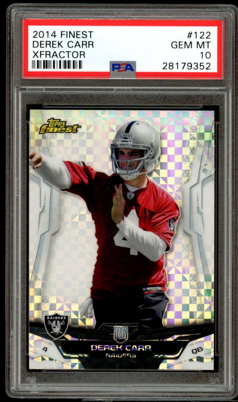 Derek Carr Rookie Card 2014 Finest Xfractor #122 PSA 10 Image 1