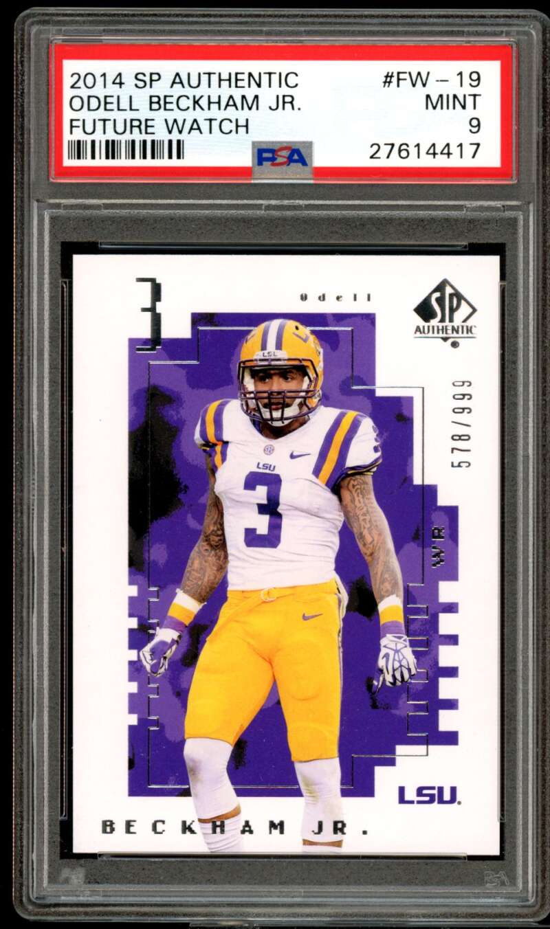 Odell Beckham Jr. Rookie Card 2014 SP Authentic Future Watch #FW-19 PSA 9 Image 1