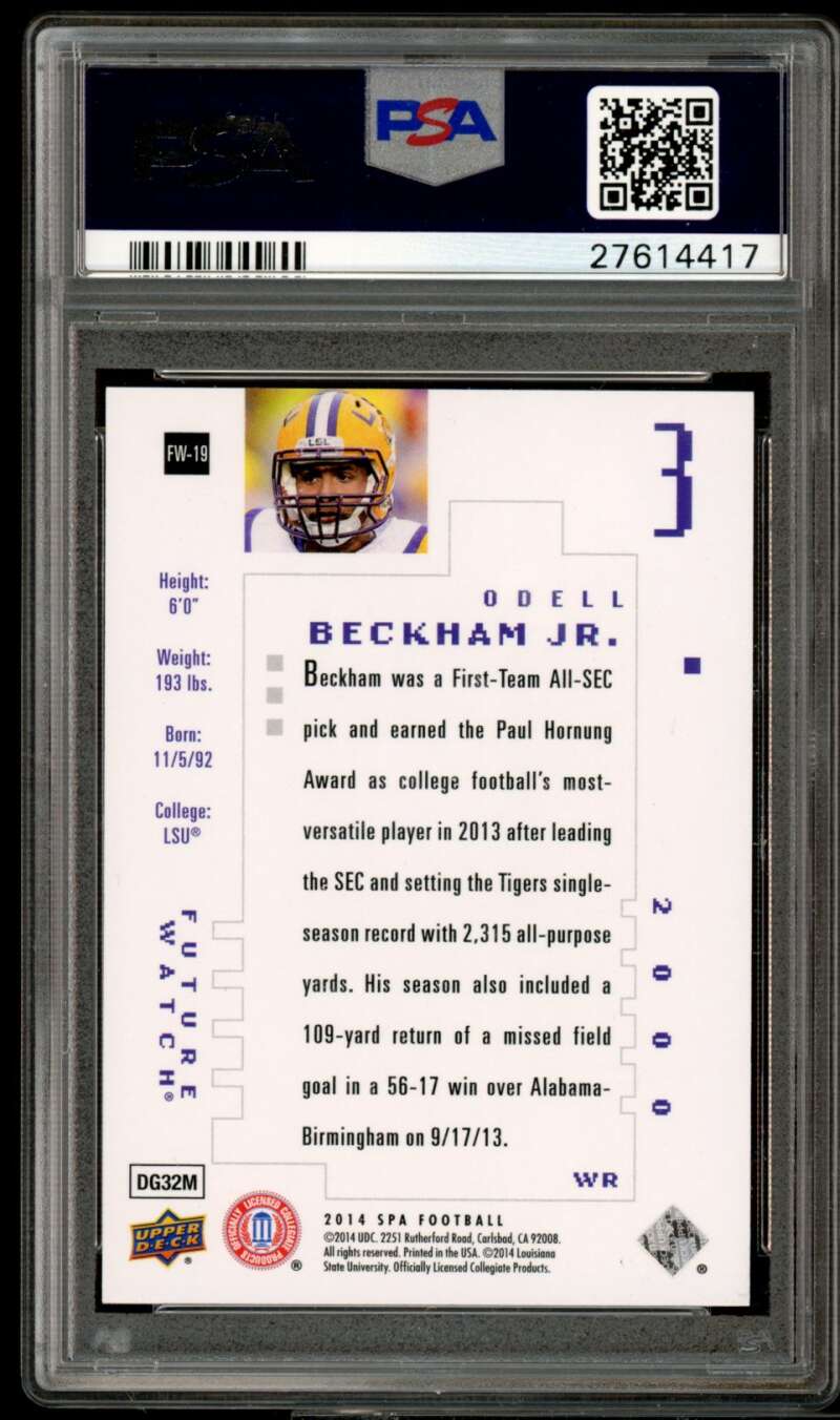 Odell Beckham Jr. Rookie Card 2014 SP Authentic Future Watch #FW-19 PSA 9 Image 2