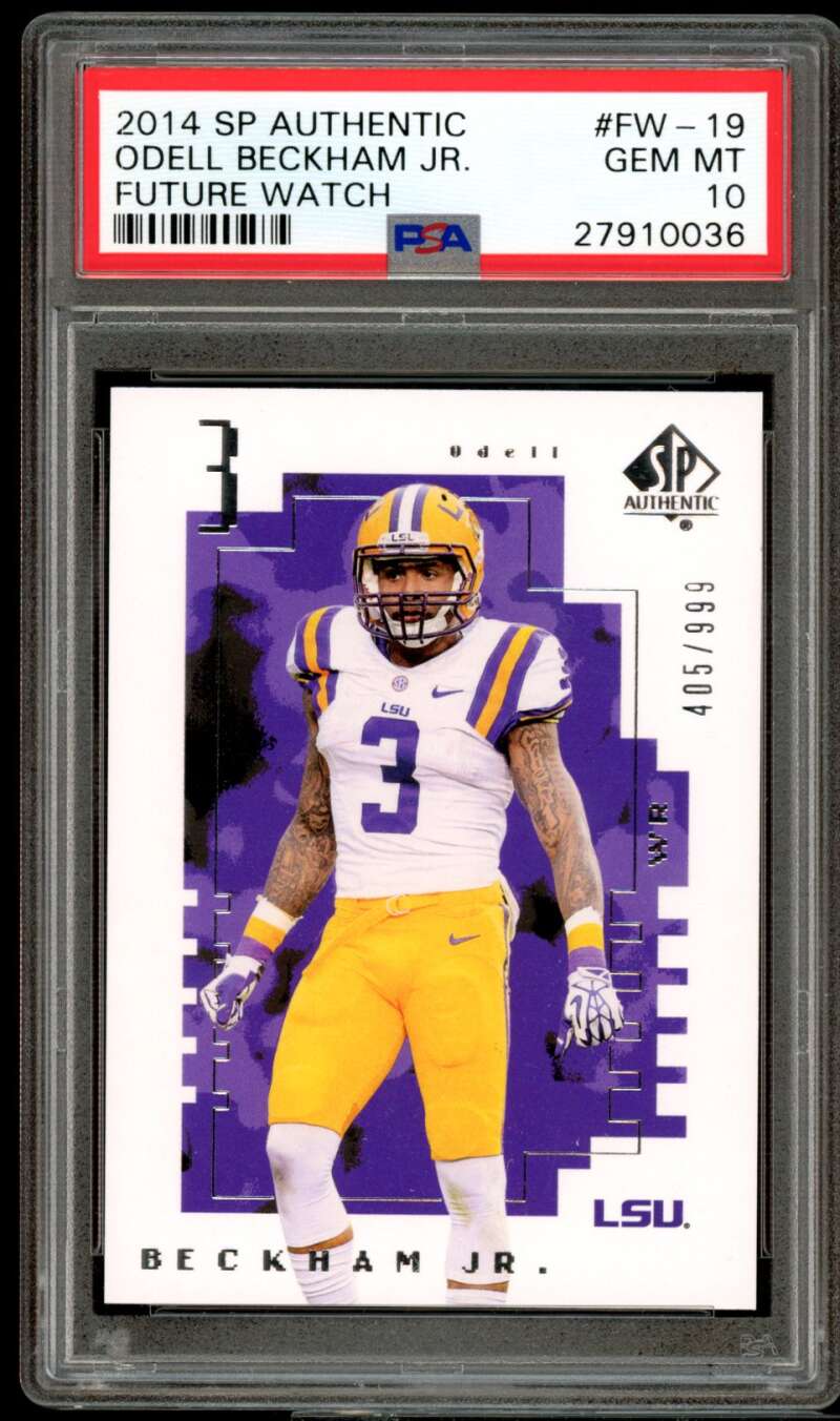 Odell Beckham Jr. Rookie Card 2014 SP Authentic Future Watch #FW-19 PSA 10 Image 1