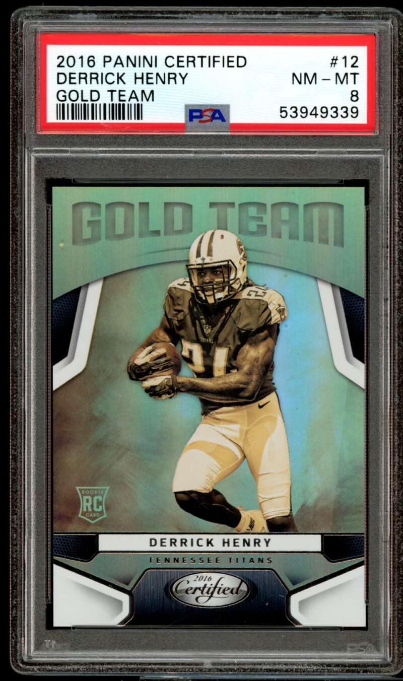 Derrick Henry Rookie Card 2016 Panini Certified Gold Team #12 PSA 8 Image 1