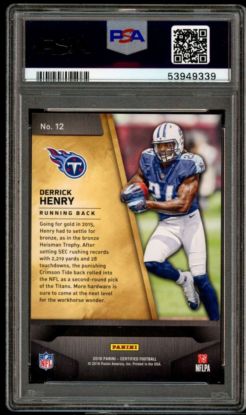 Derrick Henry Rookie Card 2016 Panini Certified Gold Team #12 PSA 8 Image 2