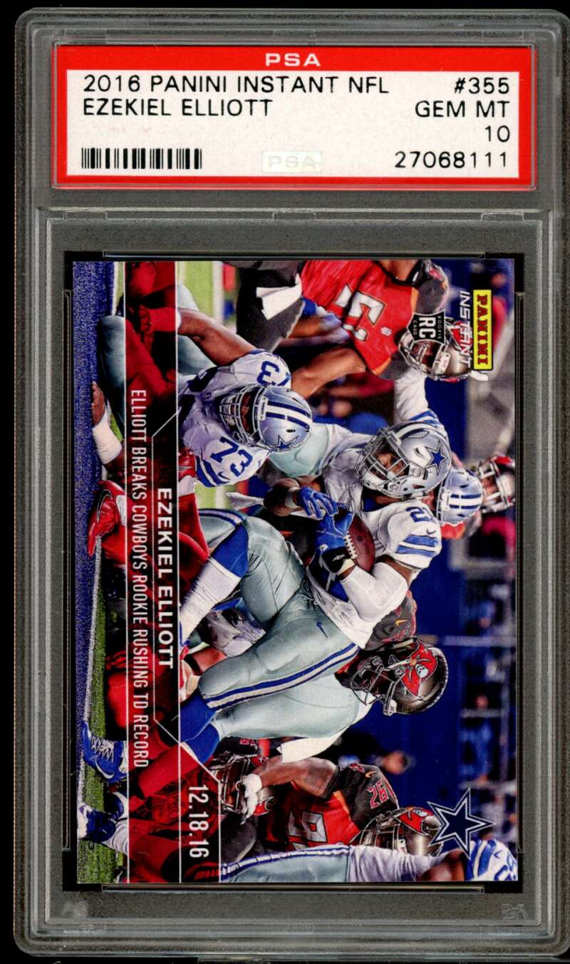 Ezekiel Elliott Rookie Card 2016 Panini Instant NFL #355 PSA 10 Image 1