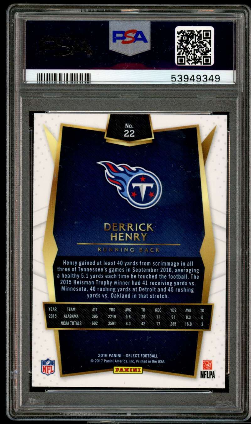 Derrick Henry Rookie Card 2016 Panini Select #22 PSA 8 Image 2