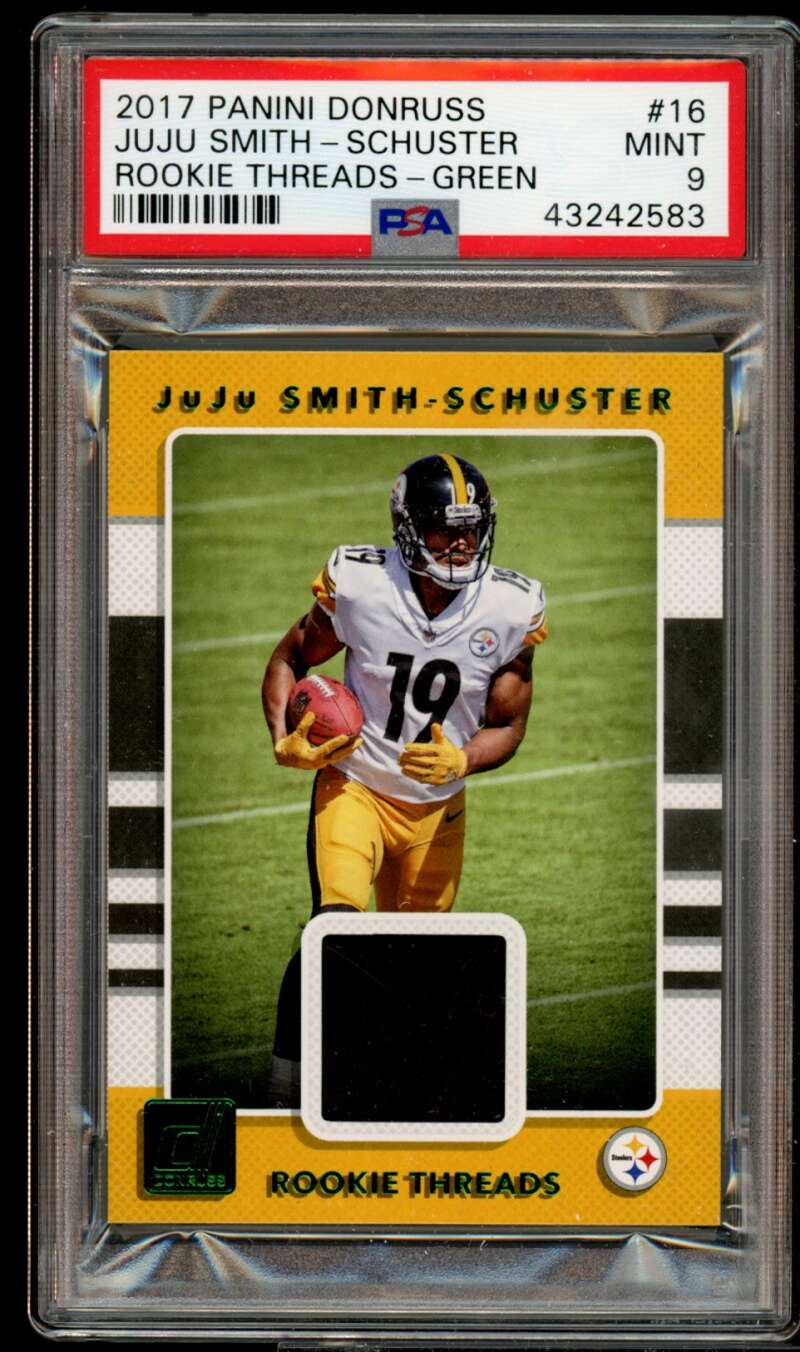 Juju Smih Schuster Rookie 2017 Panini Donruss Rookie Threads Green #16 PSA 9 Image 1