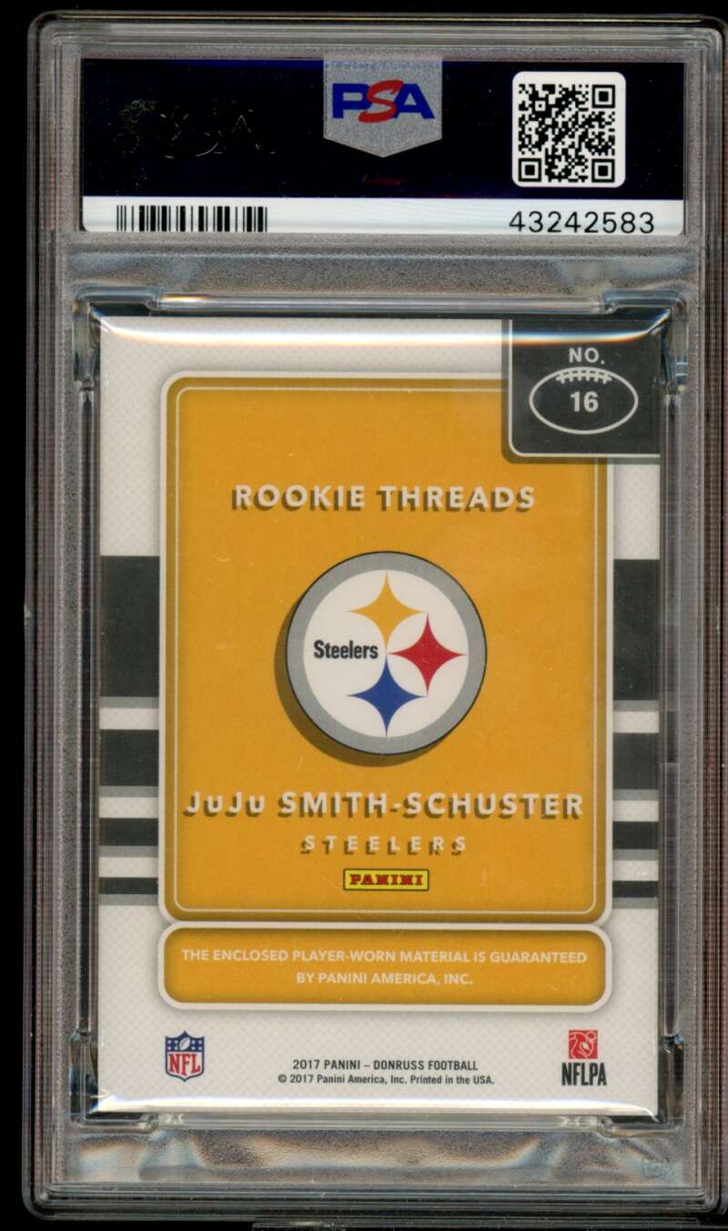 Juju Smih Schuster Rookie 2017 Panini Donruss Rookie Threads Green #16 PSA 9 Image 2