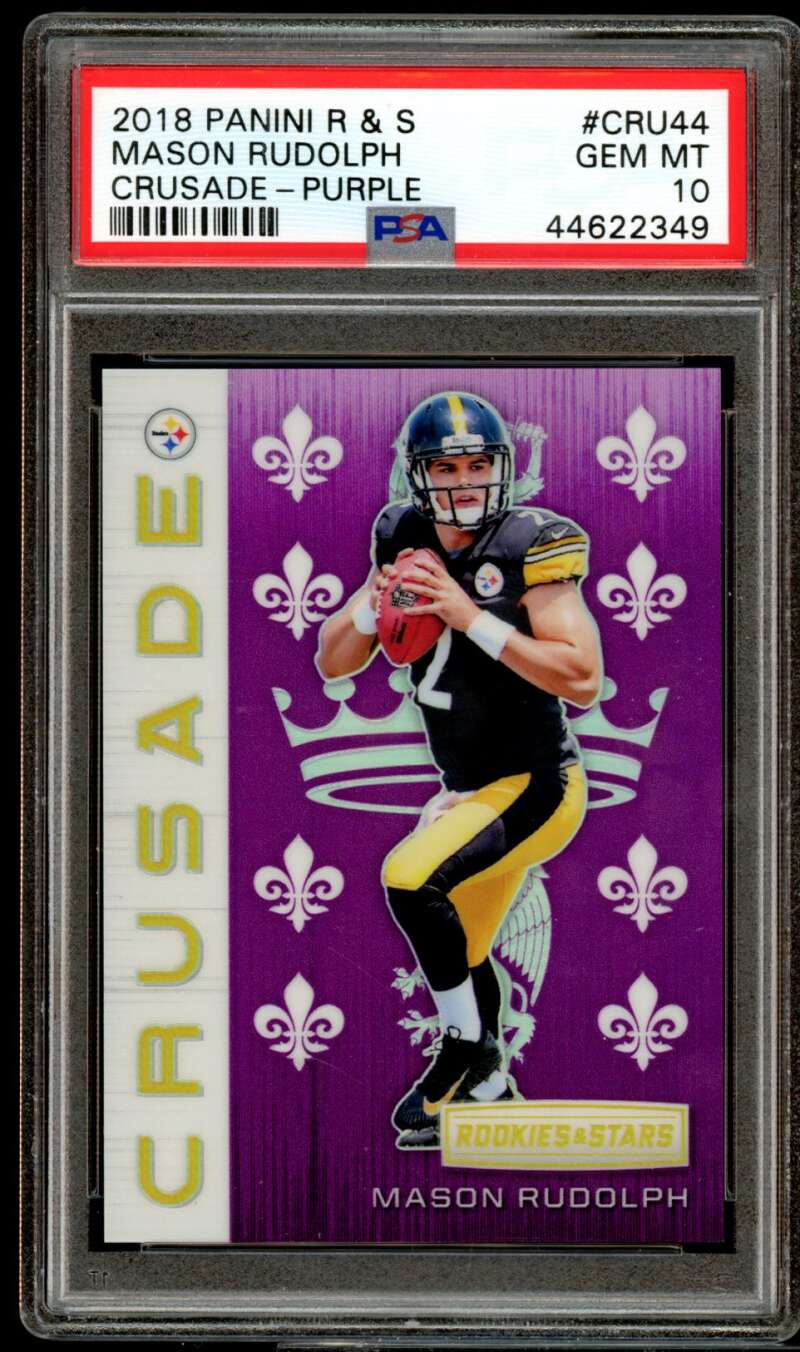 Mason Rudolph Rookie Card 2018 Panini Rookies Stars Crusade Purple #cru44 PSA 10 Image 1