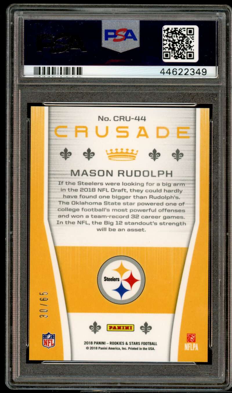 Mason Rudolph Rookie Card 2018 Panini Rookies Stars Crusade Purple #cru44 PSA 10 Image 2