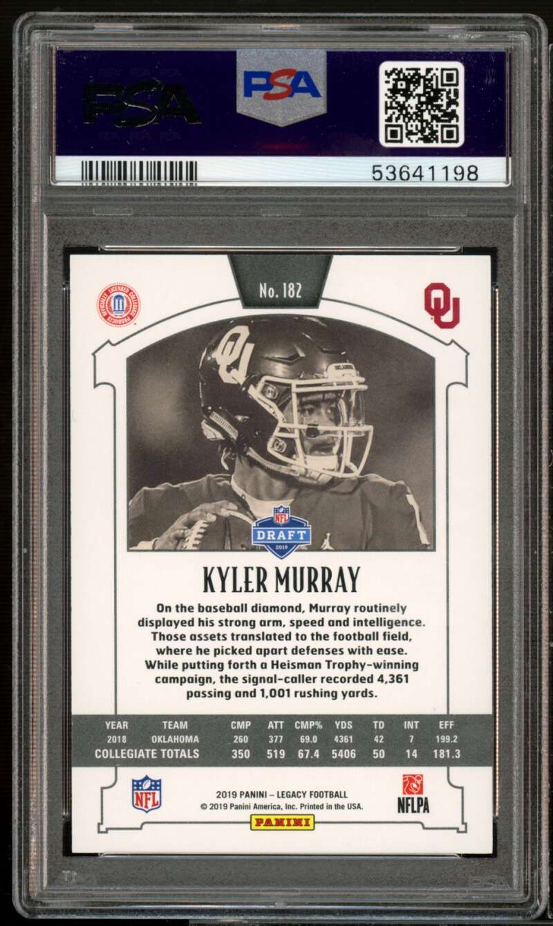 Kyler Murray Rookie Card 2019 Panini Legacy #182 PSA 10 Image 2