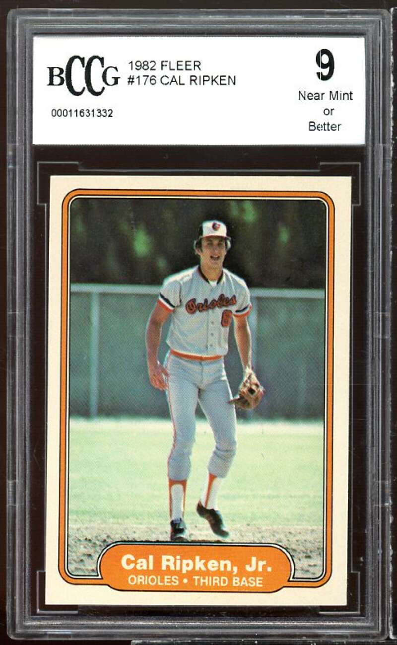 1982 Fleer #176 Cal Ripken Jr Rookie Card BGS BCCG 9 Near Mint+ Image 1