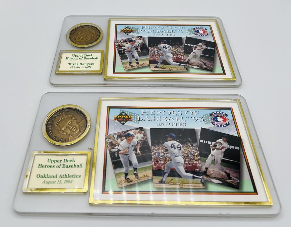 (2) 1993 Upper Deck Heroes Of Baseball Commemorative Card Lot Image 1