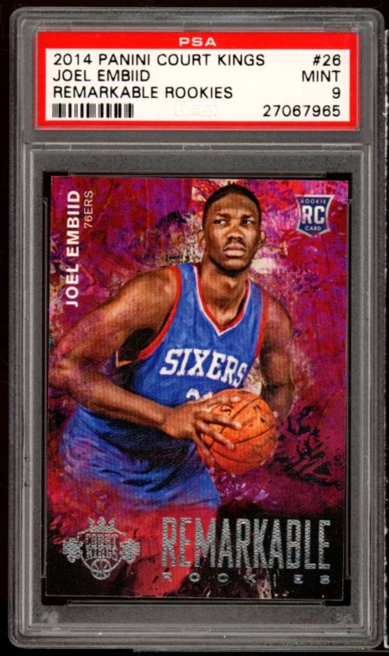 Joel Embiid Rookie Card 2014-15 Panini Court Kings Remarkable Rookies #26 PSA 9 Image 1