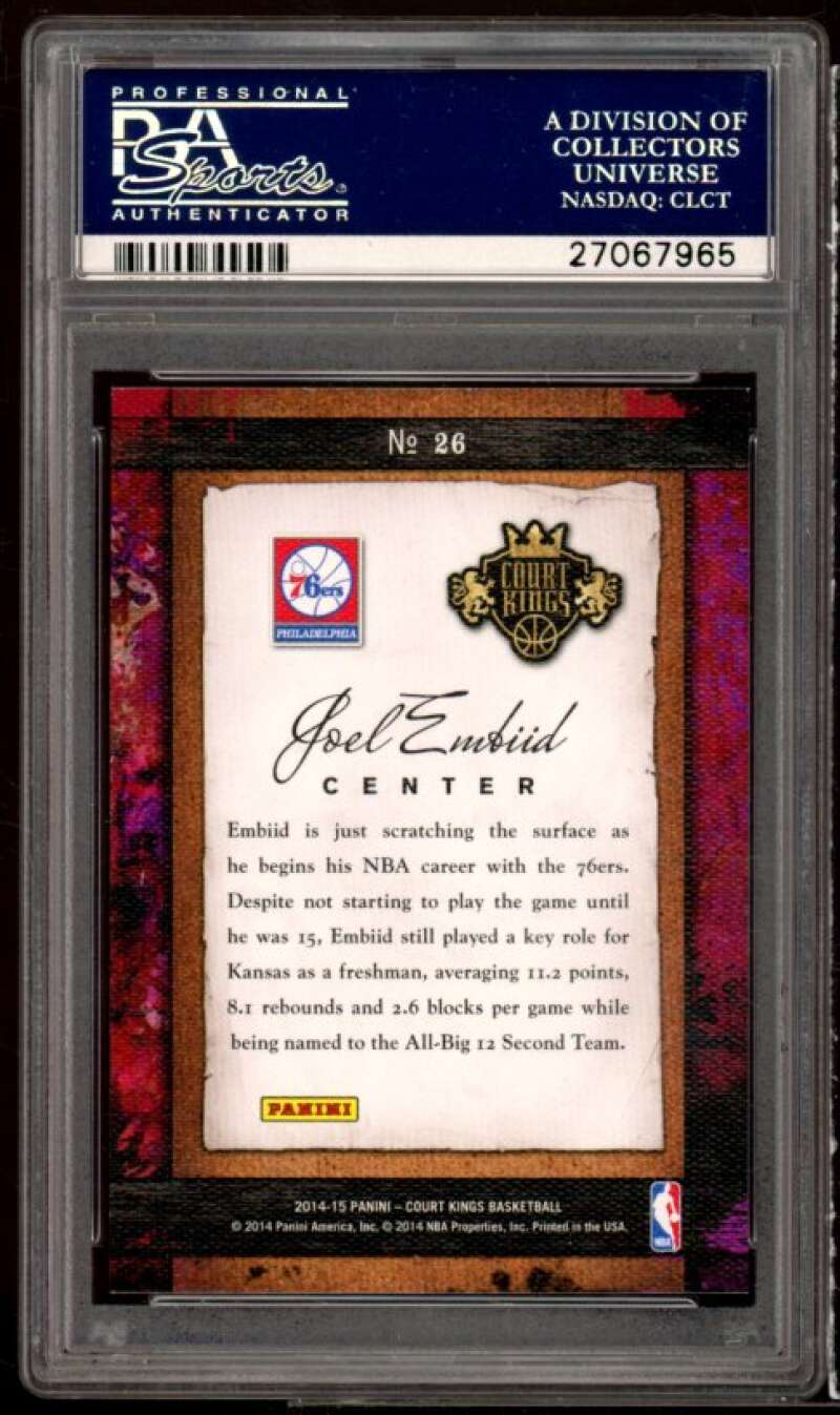 Joel Embiid Rookie Card 2014-15 Panini Court Kings Remarkable Rookies #26 PSA 9 Image 2