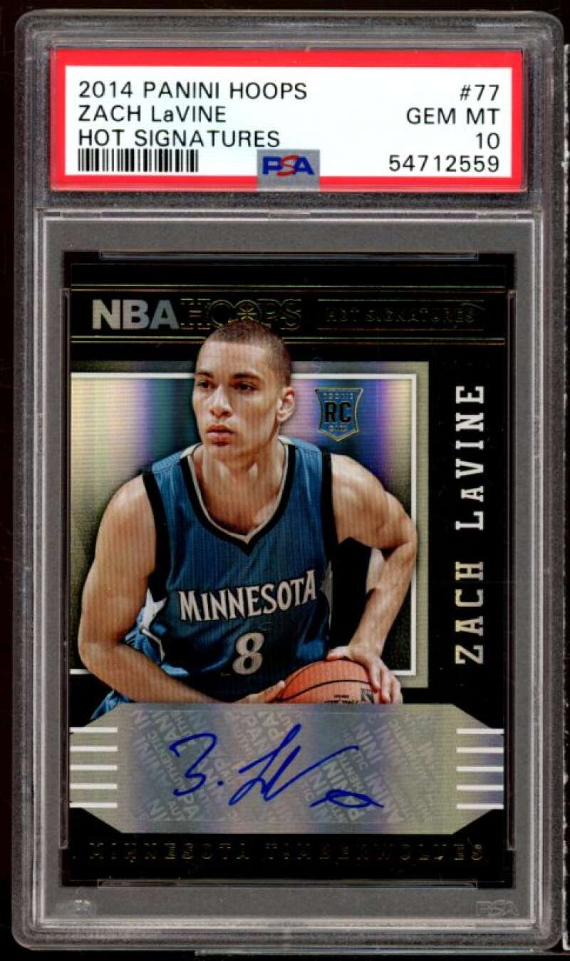 Zach LaVine Rookie Card 2014-15 Panini Hoops Hot Signatures #77 (pop 4) PSA 10 Image 1