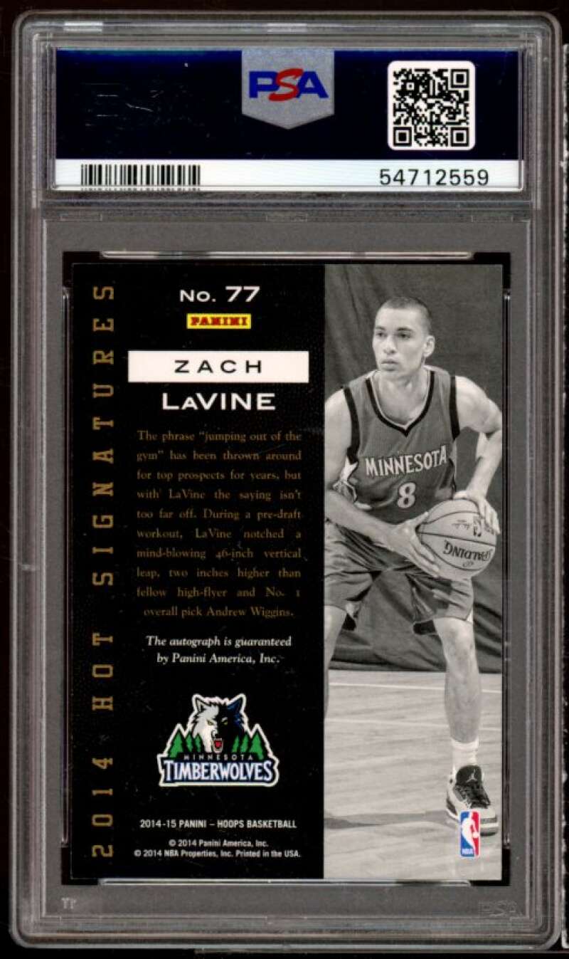 Zach LaVine Rookie Card 2014-15 Panini Hoops Hot Signatures #77 (pop 4) PSA 10 Image 2