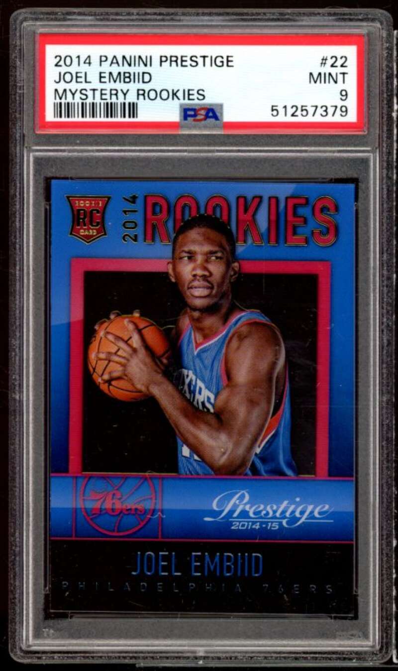 Joel Embiid Rookie Card 2014-15 Panini Prestige Mystery Rookies #22 PSA 9 Image 1