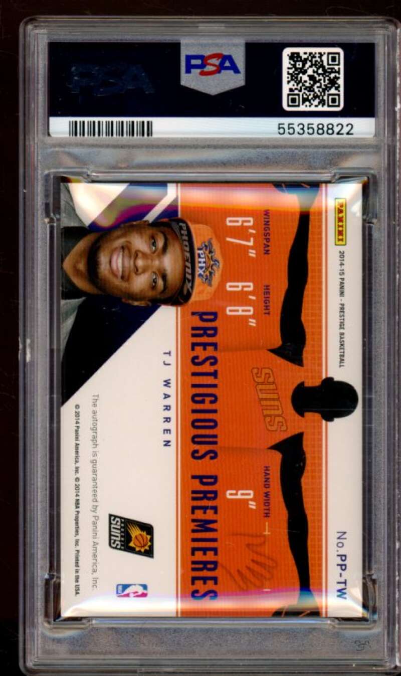 T.J. Warren Rookie Card 2014-15 Panini Prestige Signatures Premium #PP-TW PSA 9 Image 2