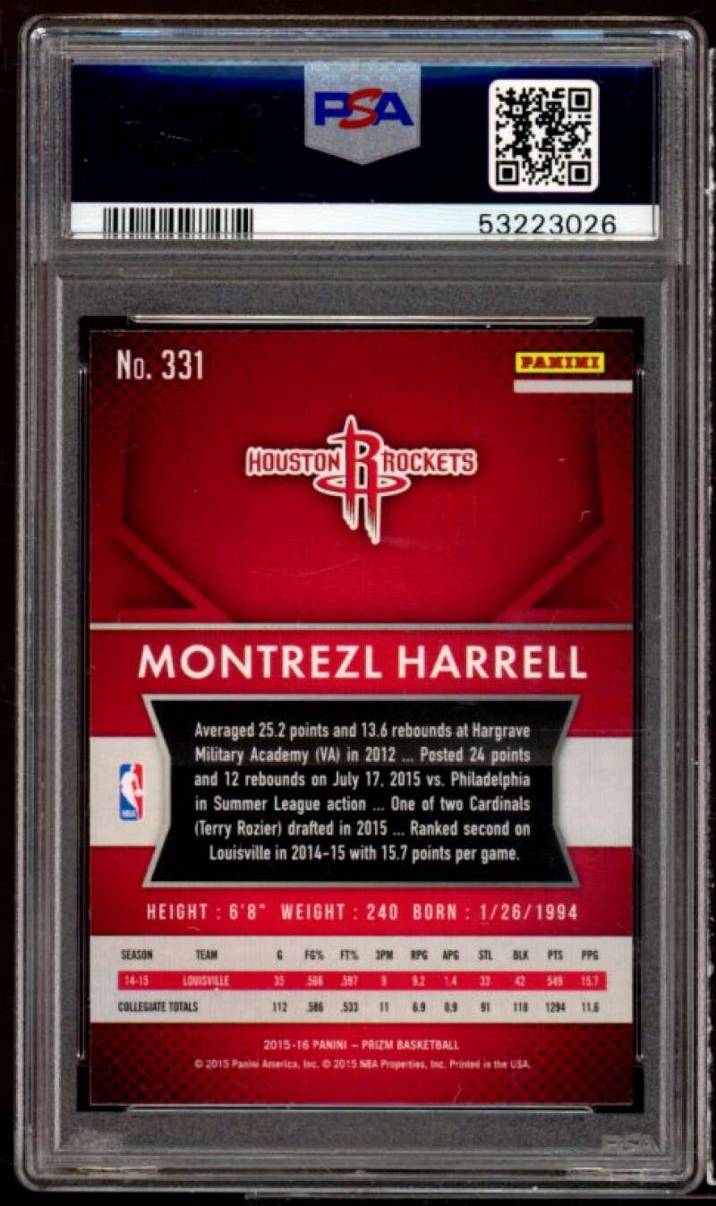 Montrezl Harrell Rookie Card 2015-16 Panini Prizm #331 PSA 10 Image 2