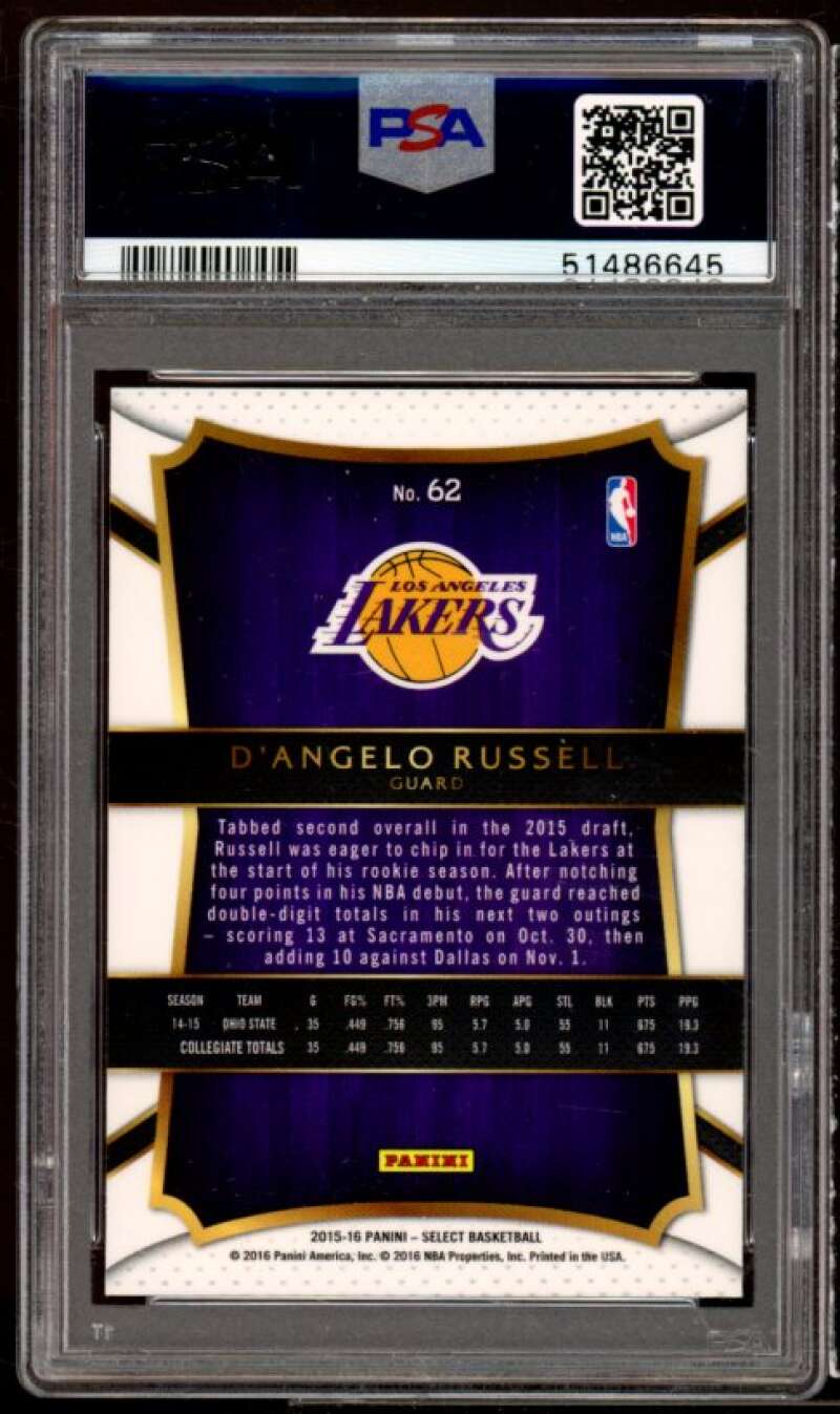 D'Angelo Russell Rookie Card 2015-16 Panini Select #62 PSA 10 Image 2