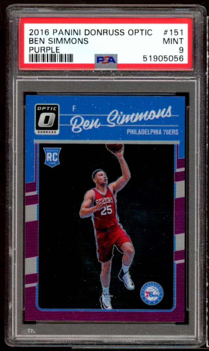 Ben Simmons Rookie Card 2016-17 Panini Donruss Optic Purple #151 PSA 9 Image 1