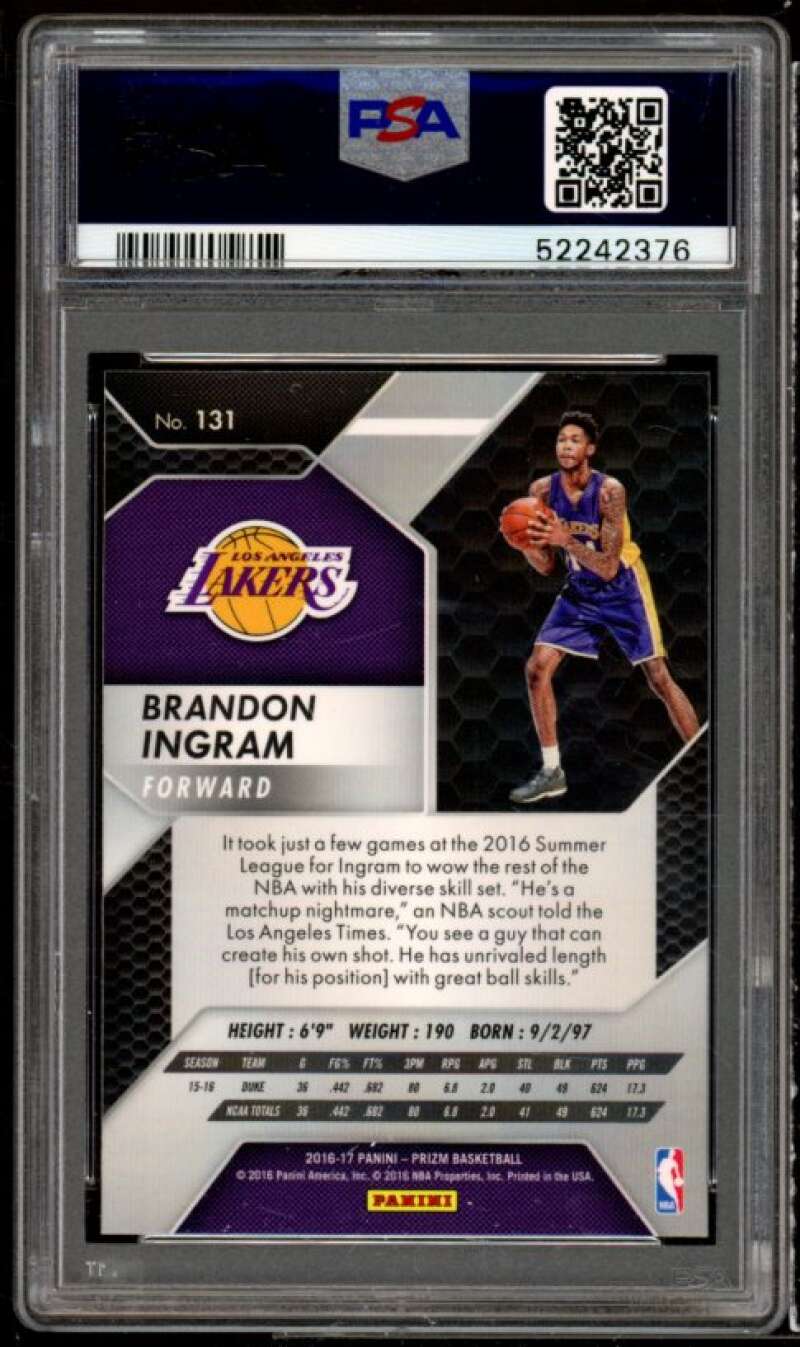 Brandon Ingram Rookie Card 2016-17 Panini Prizm #131 PSA 10 Image 2