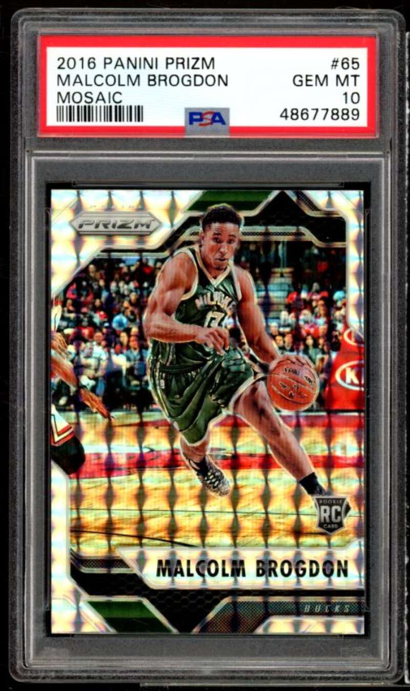 Malcolm Brogdon Rookie Card 2016-17 Panini Mosaic Prizm #65 PSA 10 Image 1