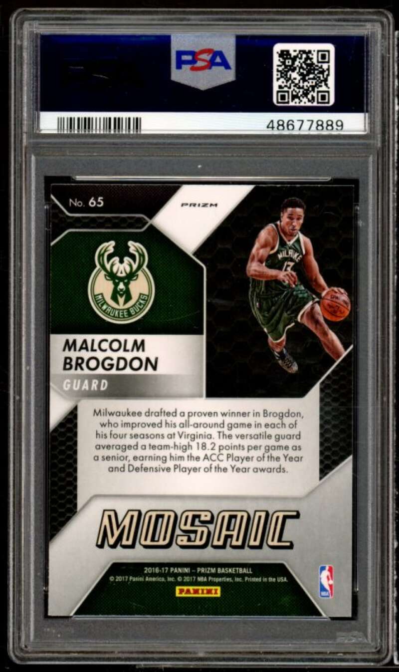 Malcolm Brogdon Rookie Card 2016-17 Panini Mosaic Prizm #65 PSA 10 Image 2