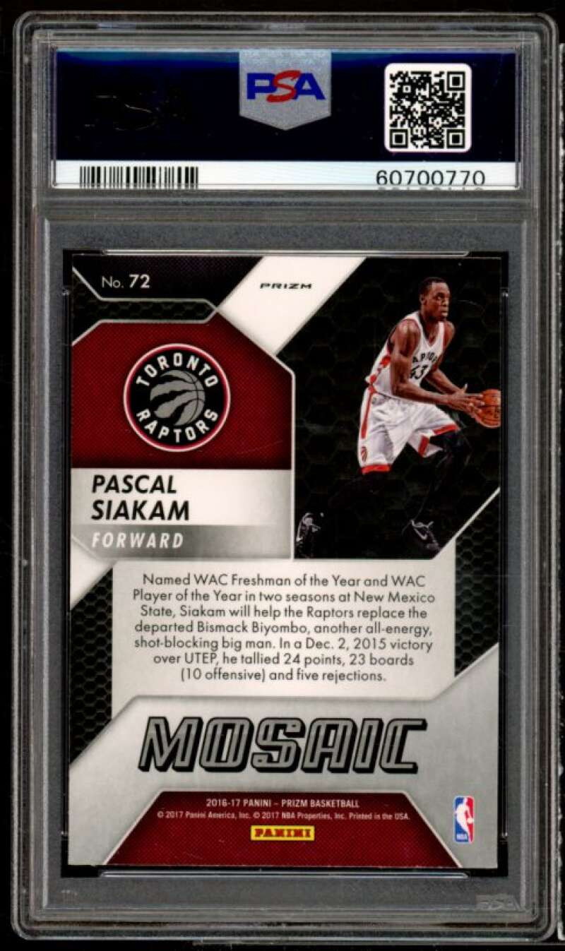 Pascal Siakam Rookie Card 2016-17 Panini Mosaic Prizm #72 PSA 9 Image 2