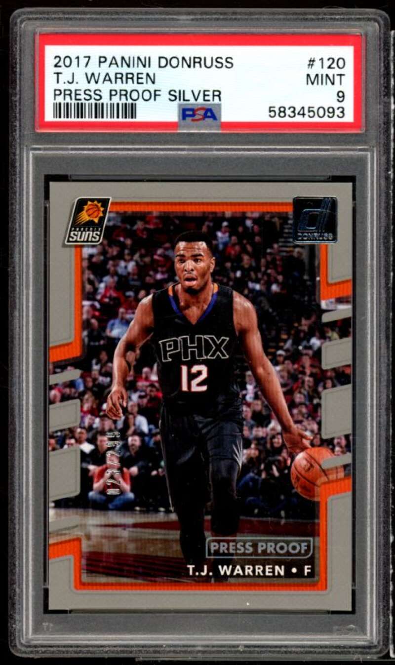 T.J. Warren Rookie Card 2017-18 Donruss Press Proof Silver #120 (pop 1) PSA 9 Image 1