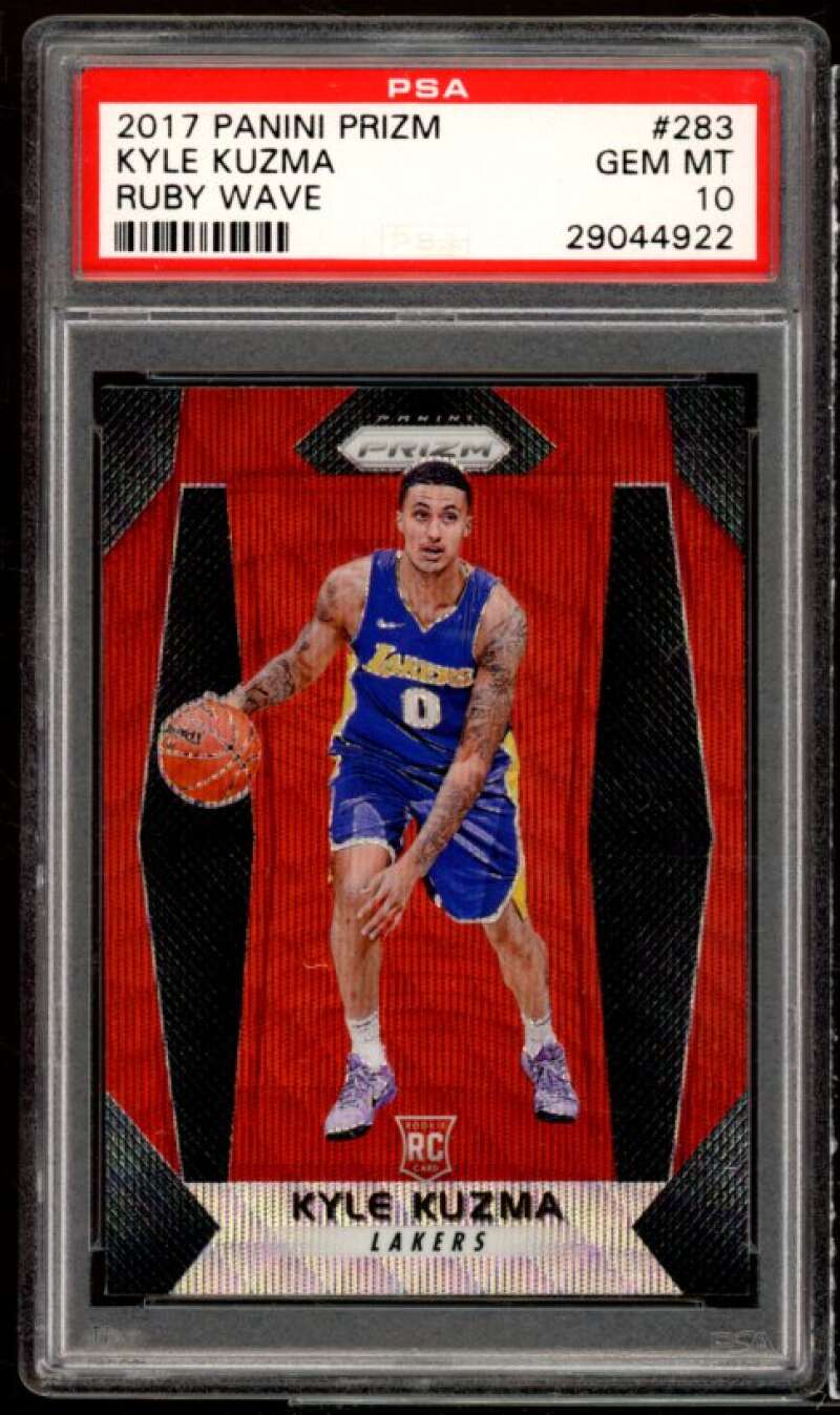 Kyle Kuzma Rookie Card 2017-18 Panini Prizm Ruby Wave #283 PSA 10 Image 1