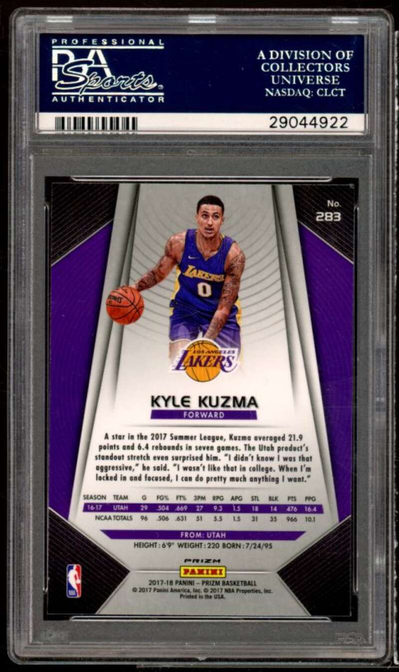 Kyle Kuzma Rookie Card 2017-18 Panini Prizm Ruby Wave #283 PSA 10 Image 2