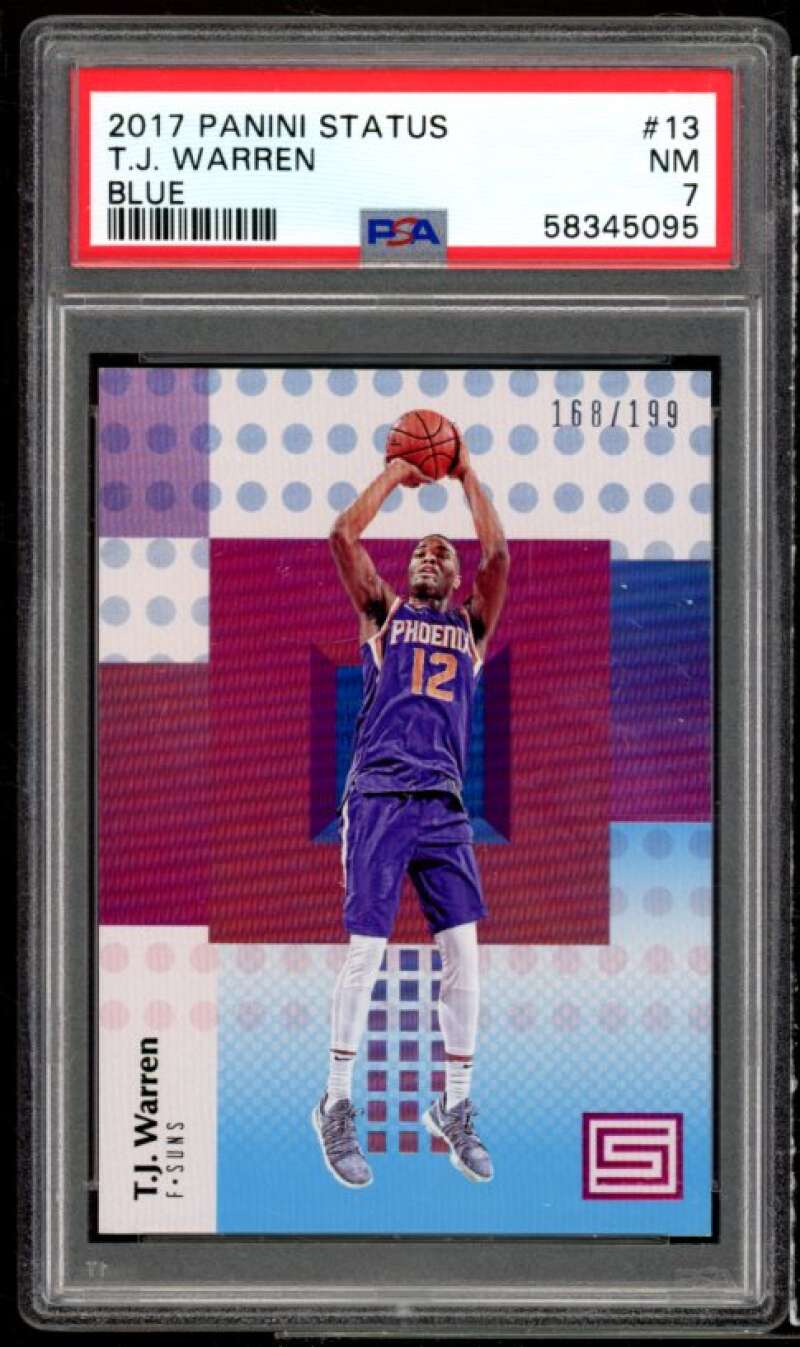 T.J. Warren Rookie Card 2017-18 Panini Status Blue #13 PSA 7 Image 1