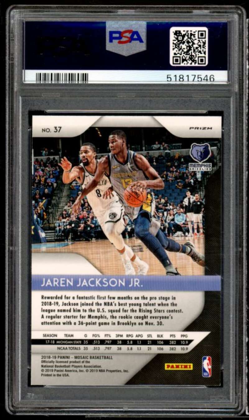 Jaren Jackson Jr. Rookie Card 2018-19 Panini Prizm Mosaic #37 PSA 9 Image 2