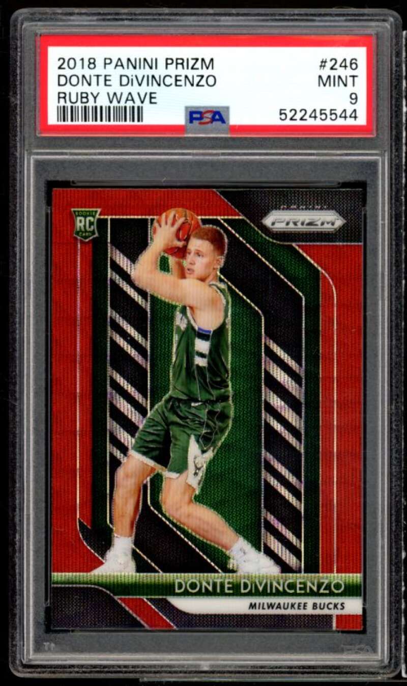 Donte DiVincenzo Rookie Card 2018-19 Panini Prizm Ruby Wave #246 PSA 9 Image 1