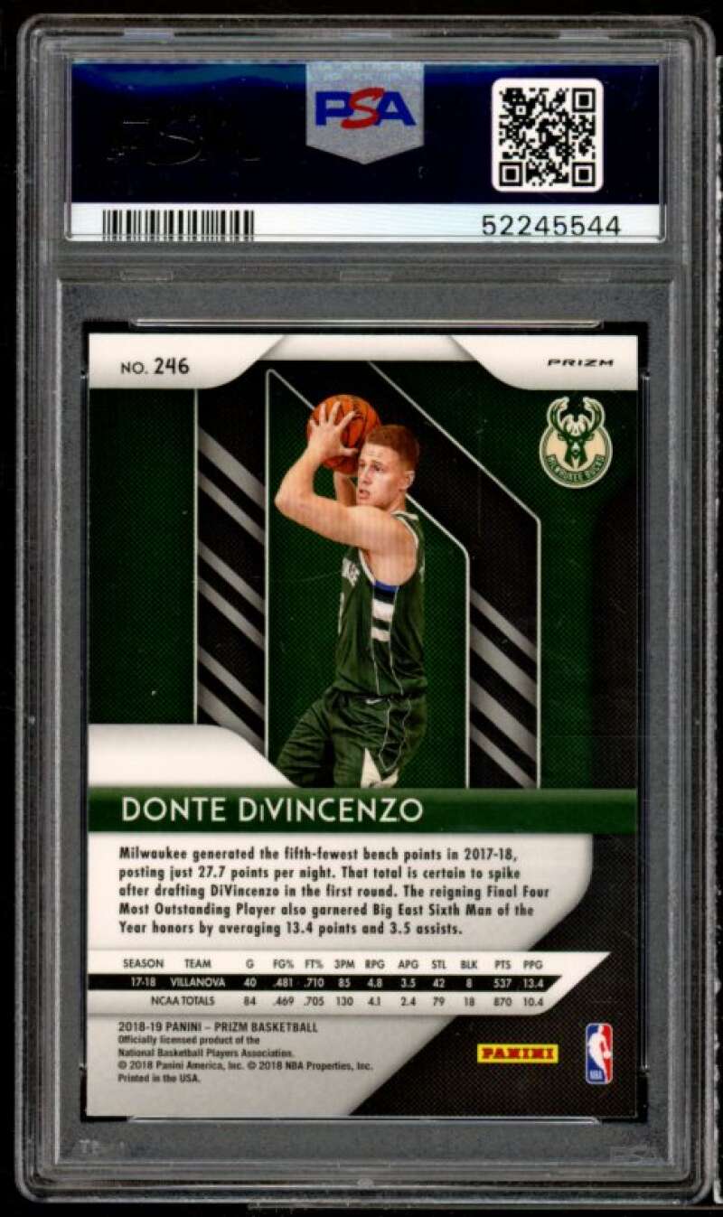 Donte DiVincenzo Rookie Card 2018-19 Panini Prizm Ruby Wave #246 PSA 9 Image 2