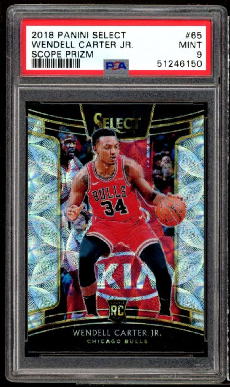 Wendell Carter Jr. Rookie Card 2019-20 Panini Select Scope Prizm #65 PSA 9 Image 1